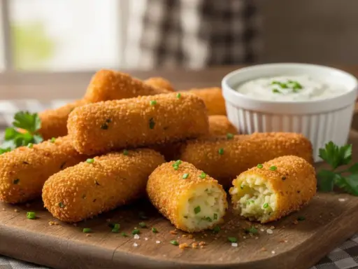 Crocchette di patate ricetta: dorate e croccanti, perfette da intingere in una salsa cremosa.