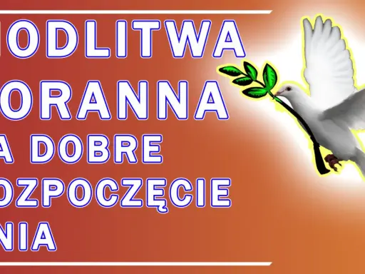 Modlitwa poranna na dobre rozpoczęcie dnia. Biały gołąb z gałązką oliwną symbolizuje pokój i nadzieję, towarzysząc porannej modlitwie do Ducha Świętego.