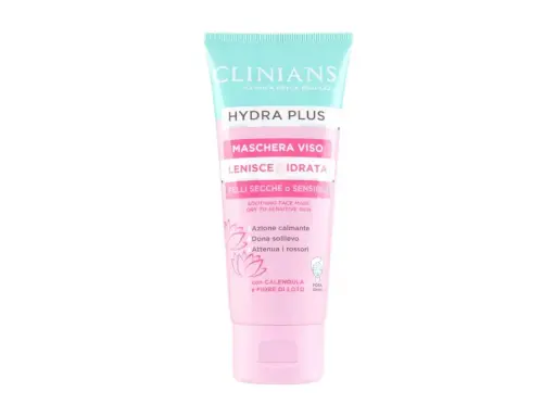 Maschera viso Clinian's Hydra Plus per pelli secche e sensibili, lenisce e idrata, ideale per l'ipersensibilità della pelle.