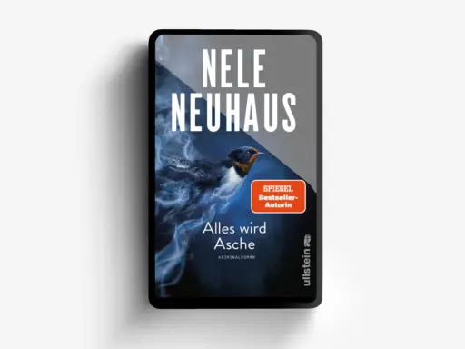 Okładka nowej książki Nele Neuhaus "Alles wird Asche". W tle dym i jaskółka.