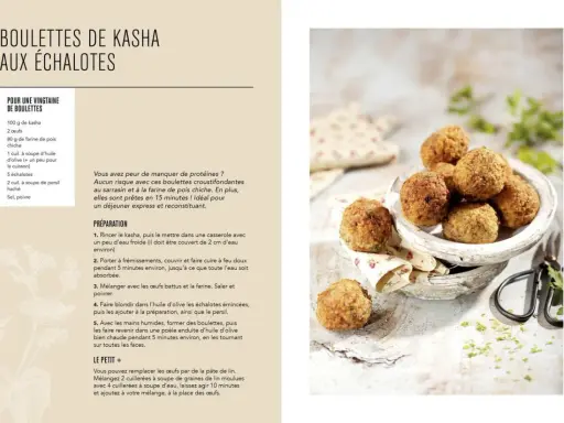 Boulettes croustillantes de sarrasin et farine de pois chiche, idéales pour un déjeuner express. La farine de sarrasin apporte une valeur nutritionnelle intéressante.
