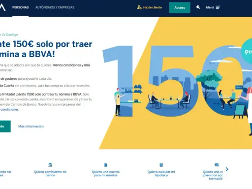 ¡Llévate 150€ por traer tu nómina a BBVA! Promoción para clientes que cambien su nómina.