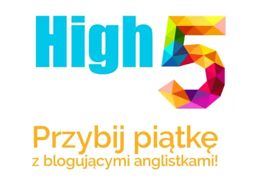 High 5" z kolorową cyfrą 5. Przybij piątkę z blogującymi anglistkami! Świetne gry do nauki angielskiego.
