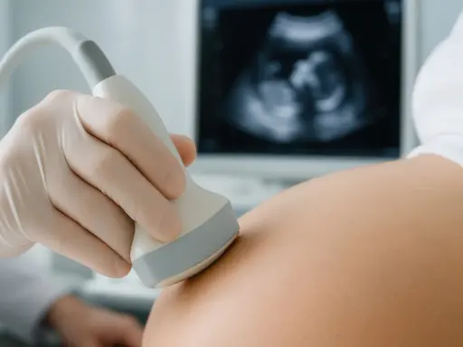 Pierwsze spojrzenie na maluszka! 9 tydzień ciąży, USG 3D pokazuje jego maleńką postać.
