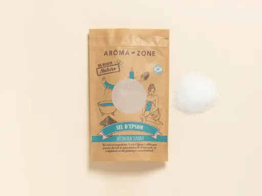 Sachet de sel d'Epsom Aroma-Zone, idéal pour des bains délassants. Découvrez les bienfaits du sel d'Epsom pour une relaxation profonde.