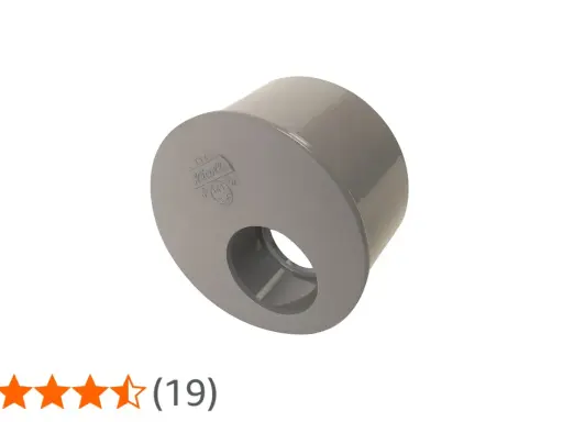 Bouchon réducteur PVC gris, de marque Nicoll, pour raccorder des tuyaux de diamètres différents.