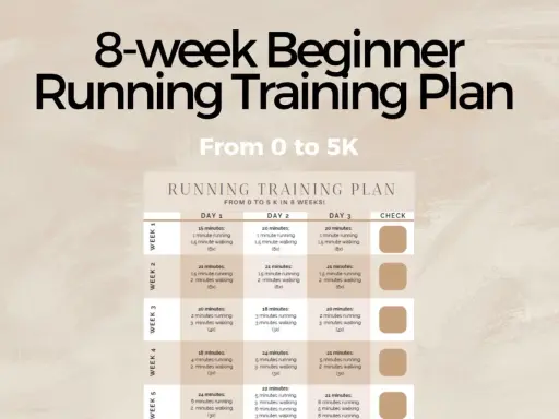 Ein Trainingsplan Laufen für Anfänger über 8 Wochen, der von 0 auf 5 km führt. Enthält tägliche Lauf- und Gehintervalle.