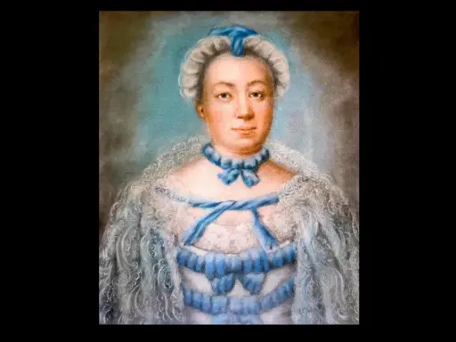 Porträtt av en kvinna i blå kläder, möjligen en av Carl von Linnés barn.