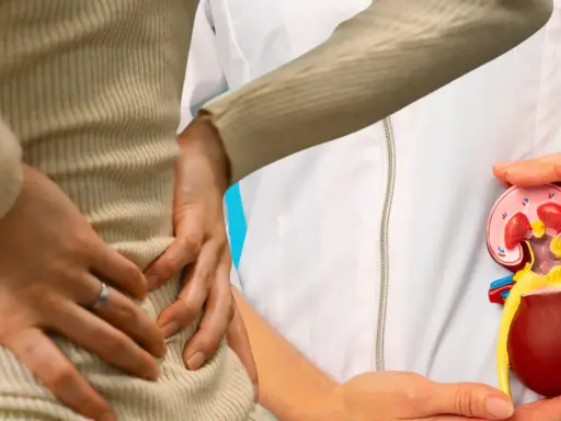 Ból pleców może sygnalizować powiększone nerki. Model anatomiczny nerki w rękach lekarza.