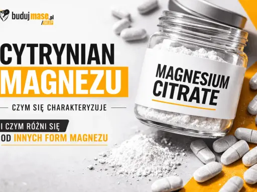 Czy cytrynian magnezu jest szkodliwy? Słoik z białym proszkiem i tabletkami, etykieta "Magnesium Citrate".
