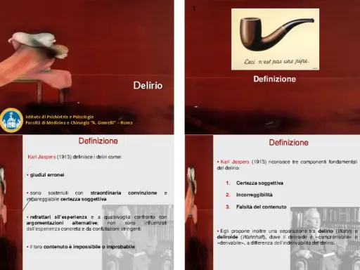 Il **delirio genealogico** è definito da giudizi erronei, sostenuti con straordinaria convinzione, ma refrattari a ogni confronto.