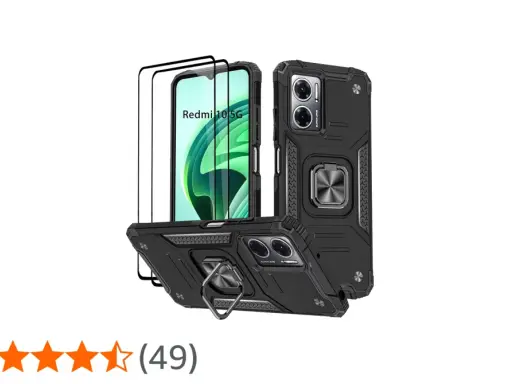 Wytrzymałe etui na telefon Redmi 10 z pierścieniem i szkłem ochronnym. Idealne dla aktywnych!