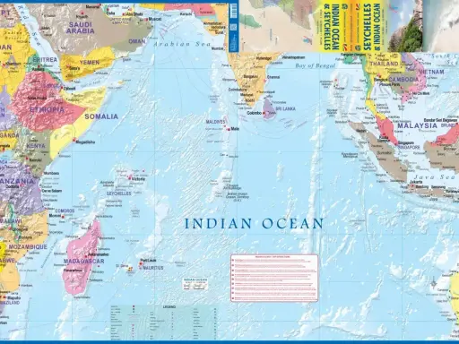 Gdzie leżą Seszele? Na mapie widać je na Oceanie Indyjskim, na północny wschód od Madagaskaru.