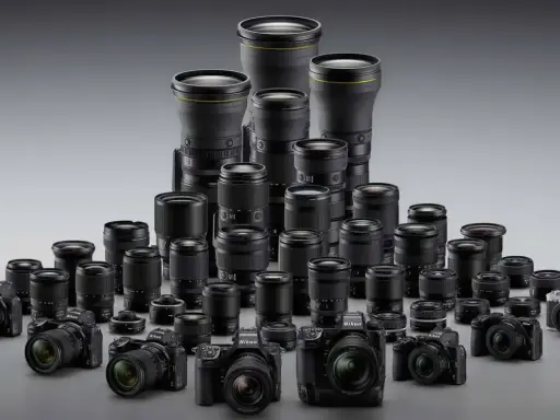 Duży wybór obiektywów Nikon, w tym teleobiektyw. Co to jest? To narzędzie do fotografowania z daleka.