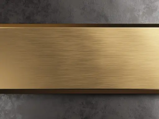 Plaque en laiton brossé, prête pour une gravure ou un nettoyage avec du bicarbonate de soude pour lui redonner son éclat.