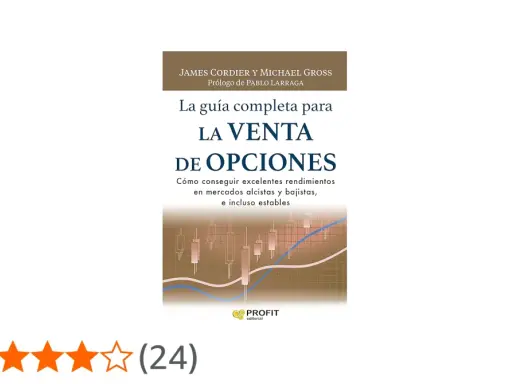 Libro "La Venta de Opciones" con gráfico de velas y línea de tendencia. Aprende qué es una stock option y cómo venderlas.