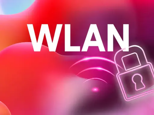 WLAN-Sicherheit einstellen: Ein stilisiertes Schloss-Symbol mit WLAN-Wellen deutet auf sichere Verbindungen hin.