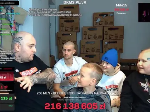 Bedoes robi tatuaż JR na twarz. Streamerzy zbierają pieniądze na fundację.