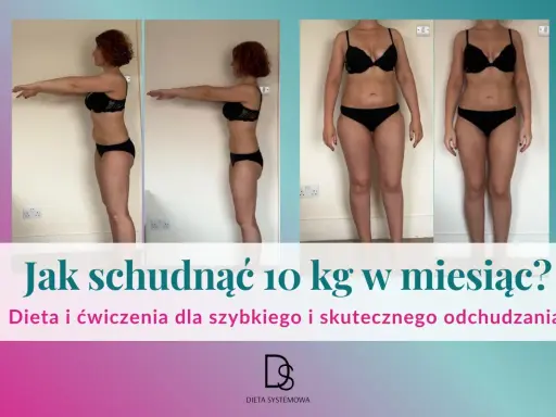 Metamorfoza kobiety pokazująca, jak schudnąć 10 kg w miesiąc dzięki diecie i ćwiczeniom.