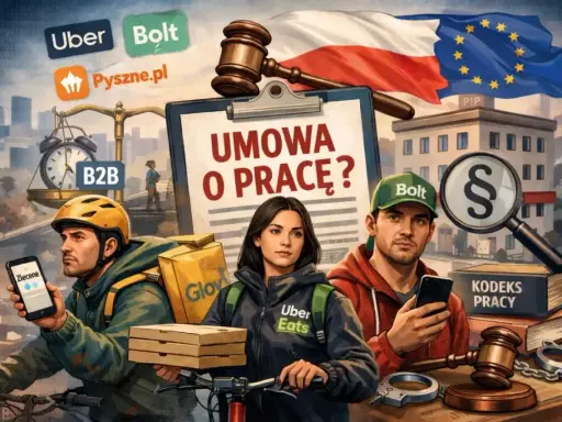 Freelancer kto to? Kurierzy Uber Eats, Bolt, Pyszne.pl z umową o pracę czy B2B? Prawo pracy i PIP rozstrzygają.