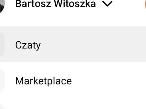 Ikona czatów na Messengerze, obok nazwy użytkownika Bartosz Witoszka.
