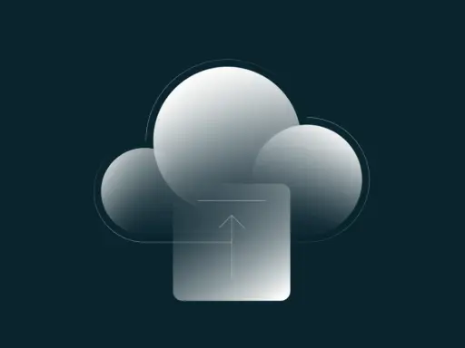 Icônes abstraites représentant un **sauvegarde cloud** avec une flèche pointant vers le haut.