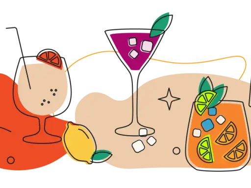Kolorowe drinki z owocami i kostkami lodu. Szukasz likier cointreau zamiennik? Oto inspiracje!