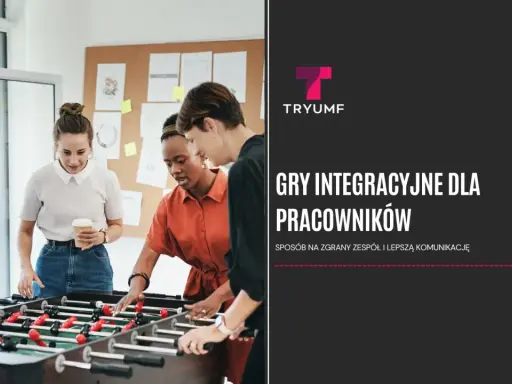 Zespół gra w piłkarzyki w biurze. Gry integracyjne dla pracowników to sposób na zgrany zespół i lepszą komunikację.