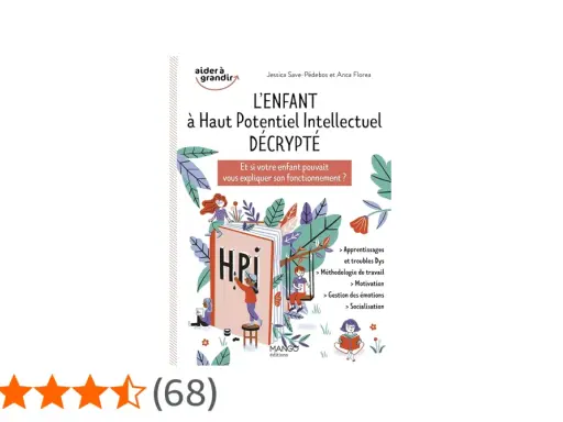 Livre "L'enfant à Haut Potentiel Intellectuel Décrypté" illustrant des enfants surdoués apprenant et s'épanouissant.