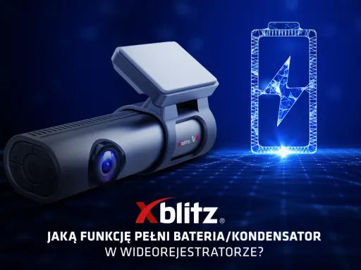 Wideorejestrator Xblitz V4 obok symbolu baterii. Dowiedz się, jaką funkcję pełni wymiana baterii w wideorejestratorze.