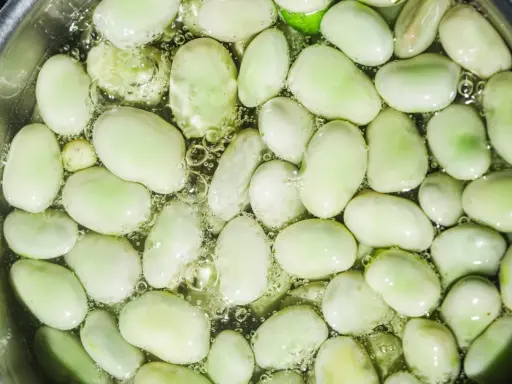 Jak gotować bob? Zielone, świeże ziarna bobu gotują się w wodzie, tworząc pyszne danie.