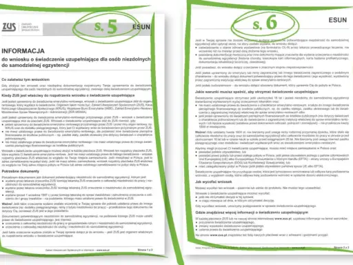 Informacja o świadczeniu uzupełniającym dla osób niezdolnych do samodzielnej egzystencji. ZUS wyjaśnia warunki i dokumenty potrzebne do złożenia wniosku.
