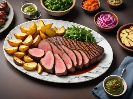 Perfekt grillad picanha med klyftpotatis och gröna tillbehör. En festmåltid som lockar till sig alla sinnen.