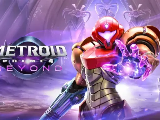 Samus Aran w swoim ikonicznym skafandrze, gotowa do walki w świecie Metroid Prime 4.