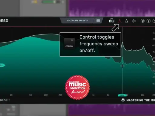 Interface d'un plugin audio montrant un graphique de réponse en fréquence. Le contrôle de la fonction hpf audio est activé.