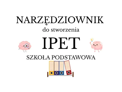 Narzędziownik IPET dla szkoły podstawowej. Urocze mózgi z lupą i żarówką.