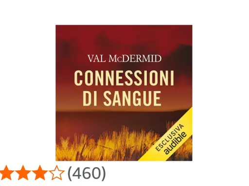 Copertina del libro "Connessioni di sangue" di Val McDermid, con un campo di grano dorato al tramonto.