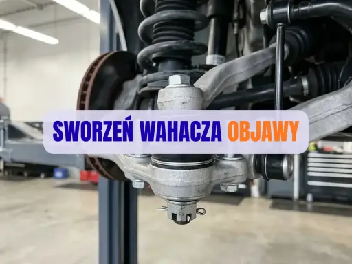 Widok na zawieszenie samochodu, gdzie widoczny jest sworzeń wahacza.