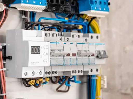 Skrzynka elektryczna na działce z zabezpieczeniami i licznikiem. Co dalej? Podłączenie instalacji, by cieszyć się prądem.