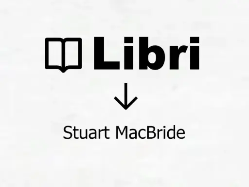 Icona libro e testo "Libri" con freccia verso il basso che indica "Stuart MacBride: libri in ordine cronologico".