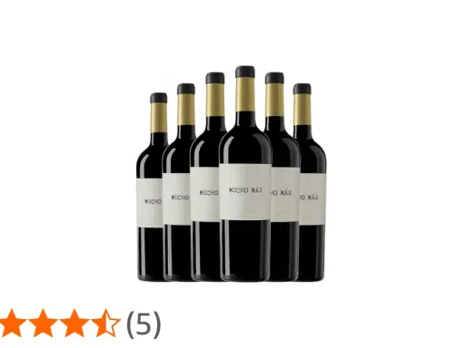 Seis botellas de vino Mucho Más Félix Solís, listas para disfrutar.