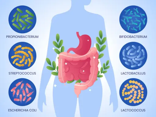 Il microbiota è l'insieme di microrganismi che vivono nel nostro corpo, come batteri (Propionibacterium, Bifidobacterium, Lactobacillus, Streptococcus, Escherichia coli, Lactococcus) e altri, essenziali per la salute intestinale.