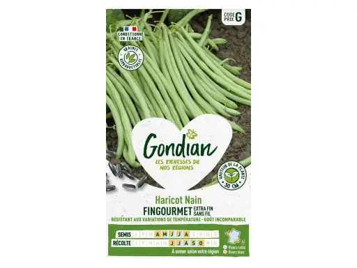 Haricots verts Gondian FINGOURMET, extra fins et sans fil. Les meilleurs pour un goût incomparable. Conditionnés en France.