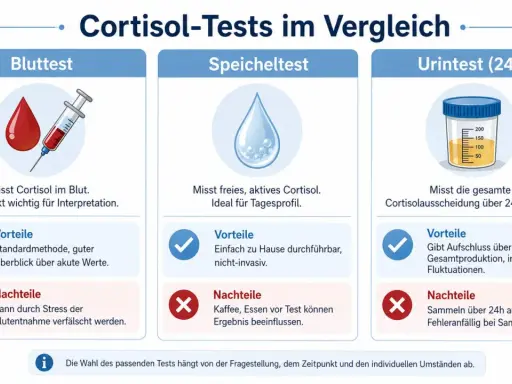 Porównanie testów kortyzolu: badanie krwi, śliny i moczu. Test kortyzolu ze śliny jest nieinwazyjny i idealny do profilu dziennego.
