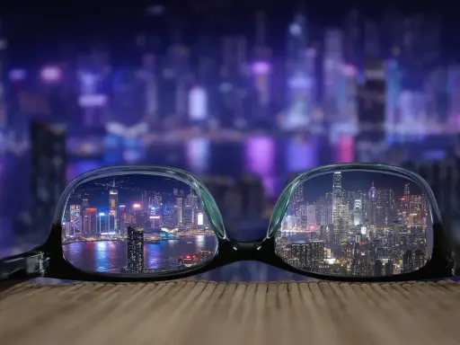 Okulary z antyrefleksem dla każdego, kto chce widzieć nocne miasto bez odblasków.