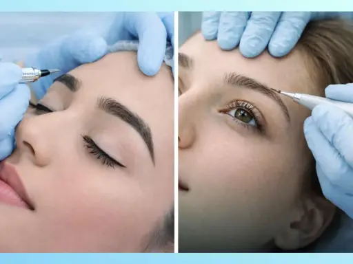Application de microblading sur les sourcils pour un regard sublimé.