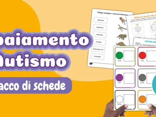 Pacchetto di schede per bambini autistici con attività di abbinamento immagini, parole e colori.