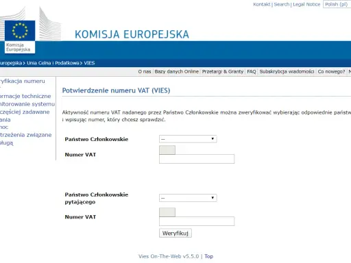 Formularz do weryfikacji numeru VAT w systemie VIES. Wybierz państwo i wpisz numer VAT, aby sprawdzić jego ważność.