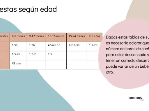 Tabla de siestas según edad, con ventanas de sueño de 12 meses y más. Detalla horas de descanso para bebés.