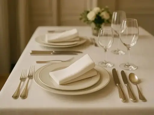 Un dressage élégant pour un dîner raffiné, où chaque détail de l'art de la table invite à la convivialité.